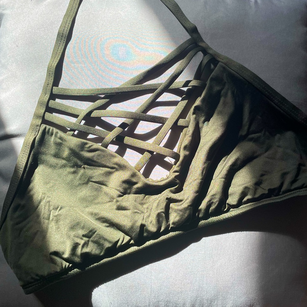 Forest Green Crisscross Adjustable Bikini Top